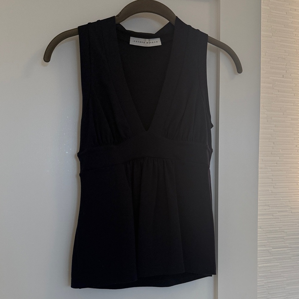 Susana Monaco Black V-Neck Tank Top